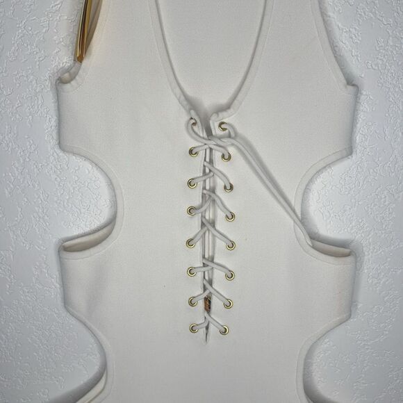 NWT DUNDAS Cut Out MIDI Dress White Knit Revolve Small - Picture 9 of 16